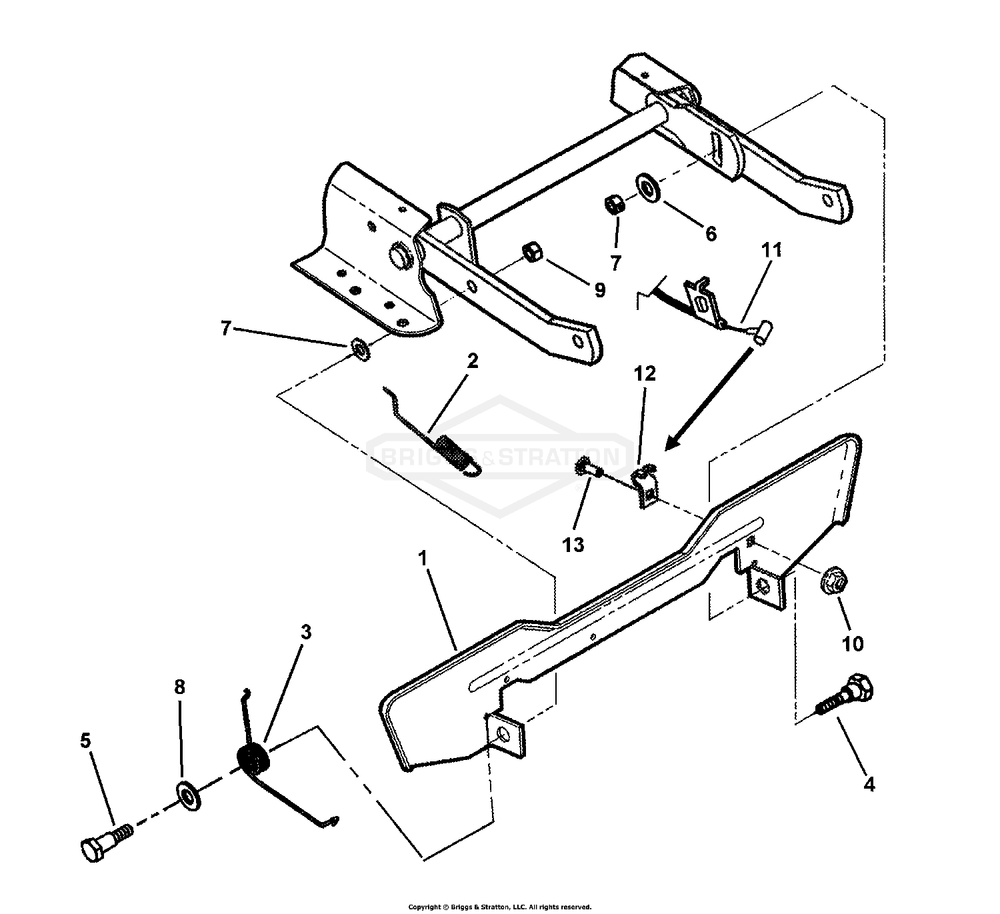 Blade Stop Pedals Diagram and Parts List for 7800669 (107280340)(2010) Briggs and Stratton Lawn Tractor